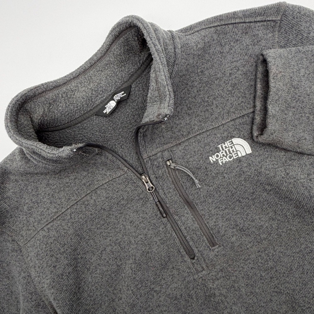 The North Face Mens XL Gordon Lyons 1/4 Zip Fleece Pullover Grey Heather Sweater